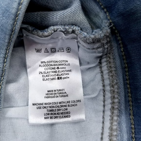 Free People Jeans Light Wash Skinny Distressed Stretch Blue Denim Women Size 27 - Picture 6 of 9